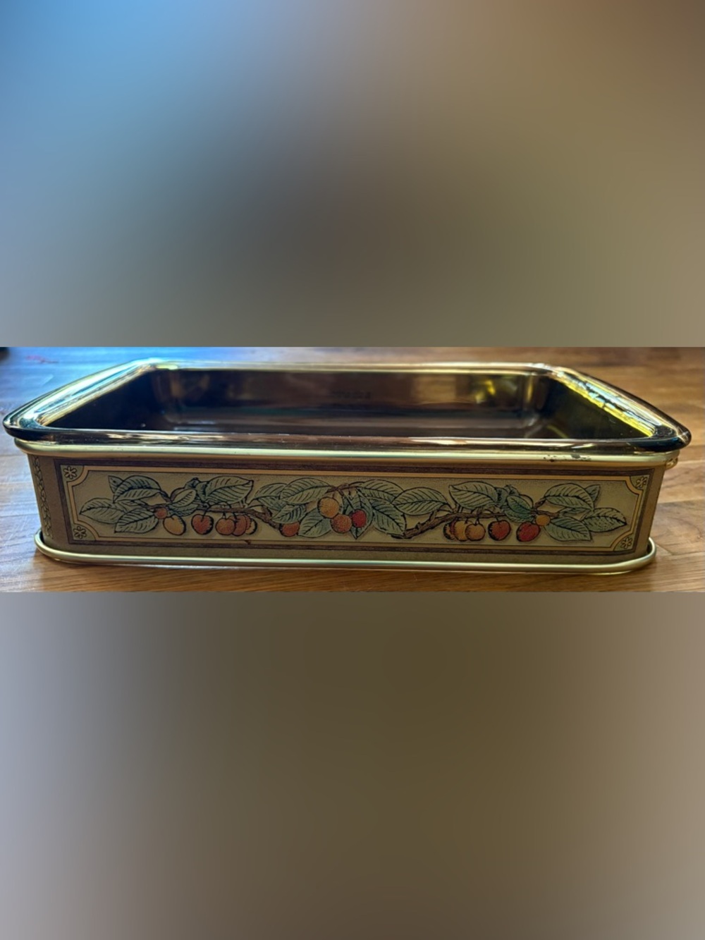 PYREX 232 Brown Loaf Pan Dish with Metal Caddy Holder Carrier, 28x18x4, MCM